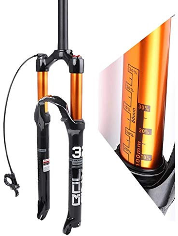 MZPWJD Bike Suspension Fork 26/27.5/29 Inch MTB Air Fork Straight 1-1/8 Disc Brake QR Wheel Hand Control Remote (Color : B-Black, Size : 26in)