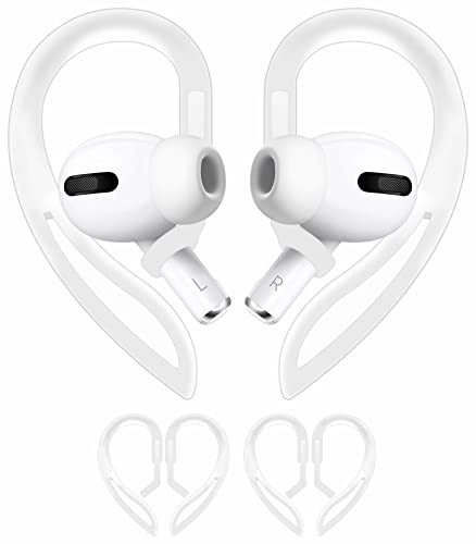 2 Paar Ohrbügel, kompatibel mit AirPods 3, 2, 1 und Pro, 360 Grad drehbar, verstellbare Länge, rutschfest, Sport-Outdoor-Ohrbügel, Spitzen-Halter, durchscheinend