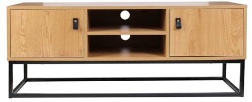 HOME DECO FACTORY Bois Et Metal Abbott Mobilier Meuble TV Tele Television Salon HD6626 Noir