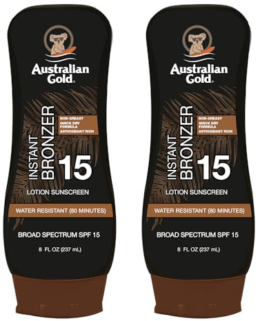 Australian Gold SPF 15 Lotion Bronzer, Twin Pack, 8 FL Oz (Pack of 2)