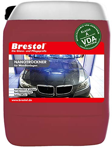 Brestol Nanotrockner 25 Liter Konzentrat - Glanztrockner für Waschstrassen - schneller Wasseraufriss - Autowäsche Autoreinigung Auto-Waschanlage Lacktrockner