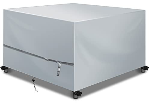 YoungBee Garden Furniture Covers,Outdoor/Patio Rattan Furniture Covers Waterproof,Anti-UV, Upgraded Tear-Resistant 420D Oxford Rectangular Patio Table Cover 125 * 125 * 74cm Silver