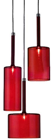 ZSML Lampes à Suspension en Verre Rouge à 3 Ampoules, Suspension pour îlot de Cuisine, Lustre en Verre Moderne avec Abat-Jour en Verre Rouge, Ampoules G4 (Rouge)