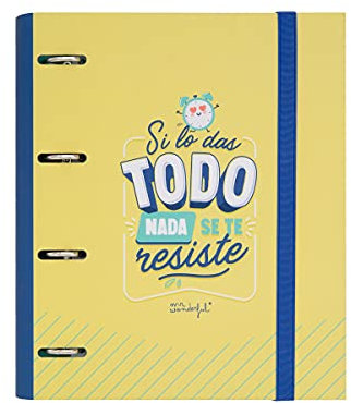 Mr. Wonderful Ringbuch - Farbiges A4 Ringbuch mit 120 Blättern und 3 Löchern