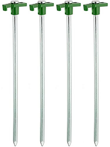 Large Heavy Duty Storm Proof Tent Pegs, Galvanised Steel Rust Proof – These Stakes are Ideal for a Hard and Rocky Ground for Camping Tents, Gazebos and Gardening (4 Rock Pegs)