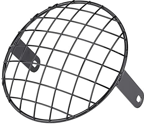 Dioche Scheinwerfer Gitter, Motorrad Scheinwerfer Schutzabdeckung, Motorrad 7 Zoll Scheinwerfer Mesh Grill Seitenhalterung Universal Abdeckung Maske für Cafe Racer (schwarz)