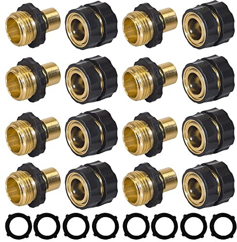 Hourleey Lot de 8 raccords rapides pour tuyau d'arrosage mâle et femelle 1,9 cm