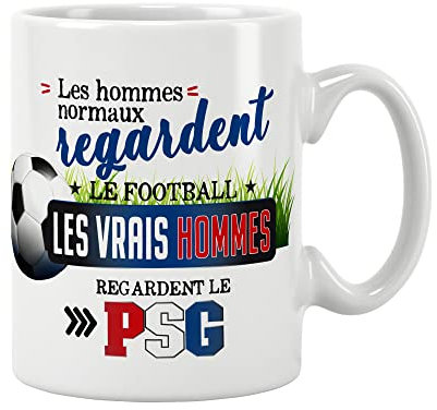 Tazza Calcio - I veri uomini guardano il PSG (PARIS) Regalo - Compleanno - Natale - Festa Per amici, famiglia/Tazze Regalo originale Prezzo mini. Ceramica alta qualità 11oz - 320ML (PSG)