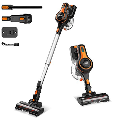 INSE Akku Staubsauger, 3 in 1 Staubsauger Kabellos, 23KPa hohe, Orange