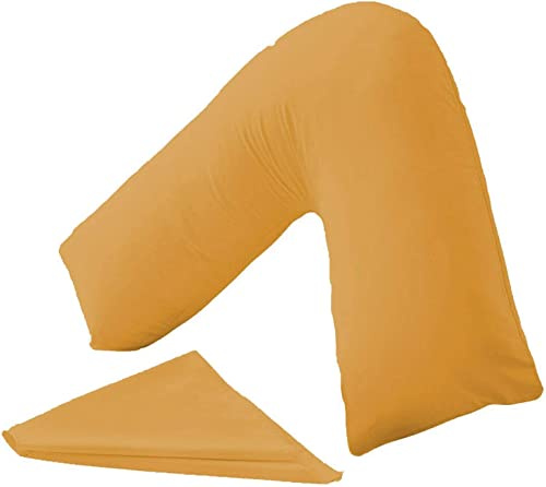 Night Zone V Shaped Polycotton Pillow Case Cover Nursing Pregnancy Maternity Orthopaedic Support PillowCase (Mustard)
