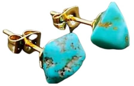 CPGG Ohrringe Damen, Türkis Stein Ohrstecker Unregelmäßiger Naturstein Gold Ohrstecker Mode Reiki Ohrstecker Ohrringe Für Damen Mädchen Handgemachter Schmuck