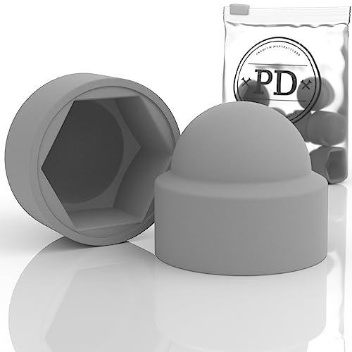 PD® Capuchons de protection hexagonaux M12 (largeur de clé 19) | Capuchons de protection en plastique gris pour les vis | Bouchons de protection durables pour écrous et tête de vis | 10 pièces