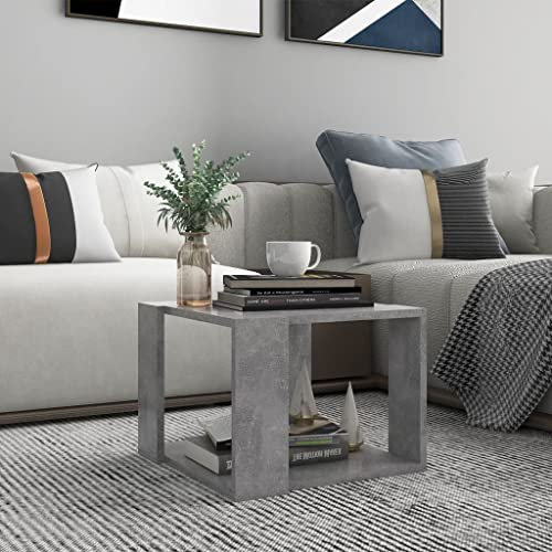 Homiuse Mesa de Centro Cuadrada 40x40x30 cm - Mueble de Salón, Mesa Auxiliar para Café, Té y Teléfono - Gris Hormigón, Madera Contrachapada