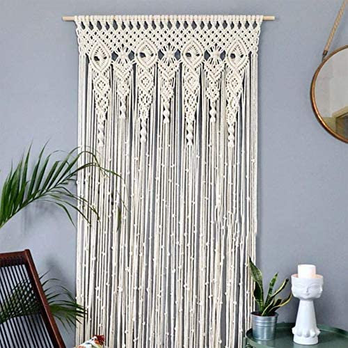 Rideau Fil Macramé Ivoire Atmosphère créateur d'intérieur Rideaux en Macramé Bohème pour Fenêtres Tenture Mural Tapisserie Rideaux de Porte Faits à Main Tapisserie de Porte tressée