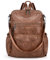 UTO PU Leather Laptop Backpack Women Travel Shoulders Bag with Removable Strap Brown