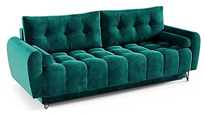 Sofa Couch „Manhatan“ – modisches Schlafsofa, Funktionelles Schlafcouch mit Schlaffunktion, Sofa Bed, Sofabett, Bettsofa, Wohnzimmer Möbel 196–146 cm – Größe: 223 x 100 x 94 cm (Monolith 37)