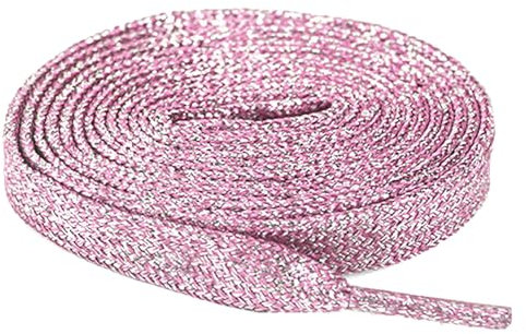 Anopo 2 Paia Lacci Glitter Piatti 10 mm Treccia Lacci di Ricambio per Scarpe Sportive Rosa Chiaro Lunghezza 120cm