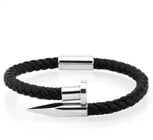 GAUEIOUR Fashion Leather Men's Bracelet, Alloy PU Leather Rope Nail Bracelet, Simple Personalized Men's Jewelry, Christmas Gifts, Birthday Gifts