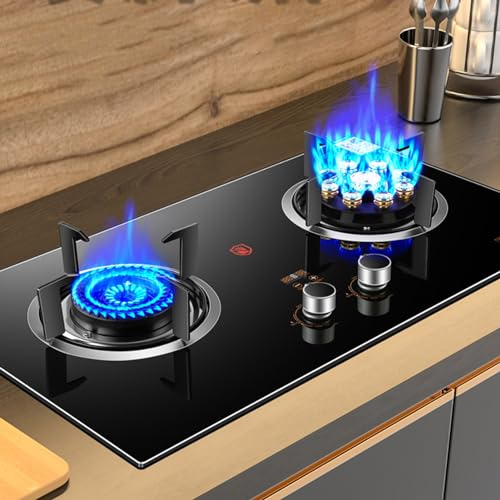 Gaskocher Mit 2 Brennern, Gehärtetem Glas, 5,0 KW/5,2 KW, 9 Kammern Mit Zeitgesteuerter Hoher Flamme, Freistehender Kocher For Camping Und Außenbereich (Size : LPG)