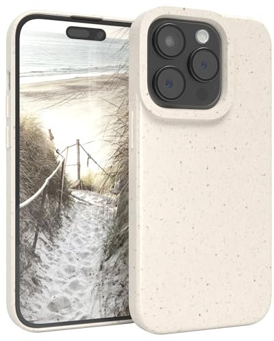 EAZY CASE Bio Handyhülle kompatibel mit iPhone 15 Pro, nachhaltiges Bio Case, Schutzhülle biologisch abbaubar, TPU Slimcover Hülle mit Kameraschutz, aus Pflanzenfasern, Weiß