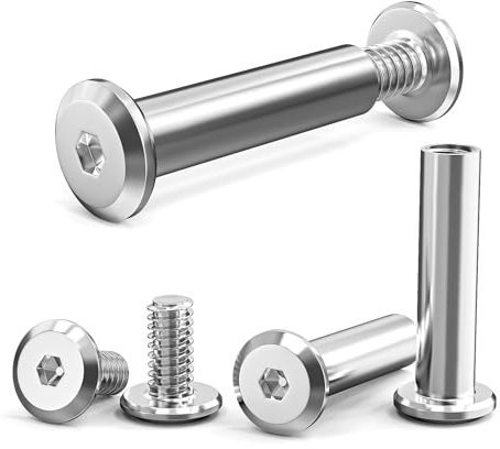 ORTAVA 10 Stück Verbindungsschrauben M6 x 20 mm (10 x Möbelschrauben, 10 x Hülsenschrauben), Edelstahl A2 V2A Schrankverbinder, Möbelverbinder, Schränken, Holzbrettern