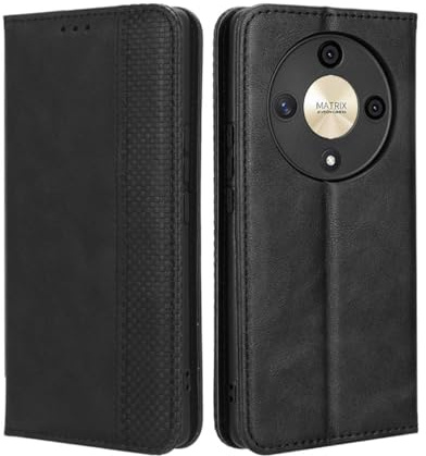 PEIYE Cover per Honor Magic 6 Lite 5G / Honor X9b, Custodia Libro Flip in PU Pelle Portafoglio, Case Antiurto Soft con Porta Carte e Chiusura Magnetica, Funzione Stand - Nero