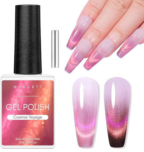 Makartt Cat Eye Gel Nail Polish, 9D Cat Eye Gel Polish with Magnet Stick, 10ML Magnetic Gel Nail Polish, Soak Off UV Led Gel Nail Polish DIY Manicure Nail Salon