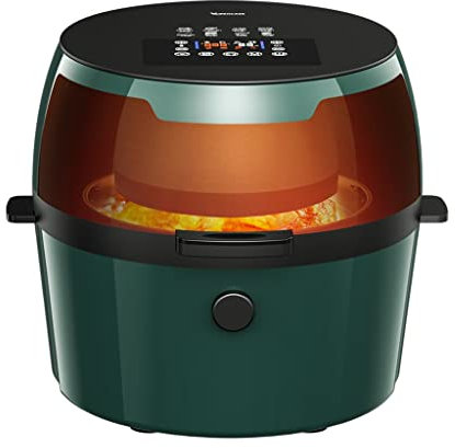 SHERAF Friggitrice elettrica ad Aria Friggitrici di Grande capacità da 8 Litri Senza friggitrice ad Olio (Colore: Verde, Dimensioni: 350 * 370 * 295 mm) Giorno della commemorazione Lofty Ambition