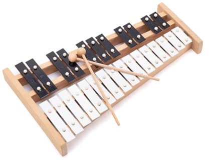 CeleMoon Glockenspiel in voller Größe, 27 Noten, Metalltasten, Holz-Xylophon für Erwachsene und Kinder, Musiktrommel, Percussion, pädagogisches Musikinstrument