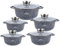 Topfset Induktion 10-Teilig mit Glasdeckel | Kochtopf Set 5 Töpfen aus Aluminiumguss | 5x Kochtöpfe Ø16, 20, 22, 24, 26 cm | PFOA & PFOS-freie | Antihaftbeschichtung aus grauem Granit