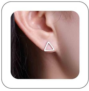 Dervivea Boho Geometrische Ohrstecker Hohle Dreieckige Quadratische Ohrringe Minimalistische Gold Silberne Ohrringe Winzige Dreieckige Ohrstecker Einfache Ohrringe Stapelung(silberne Offene Dreieck)