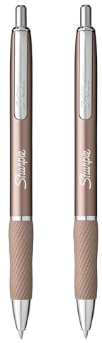 Sharpie S-Gel Pens | Medium Point 0.7mm | Black Ink | Pack of 2 | Metal Barrel Gel Pens | Rose Gold