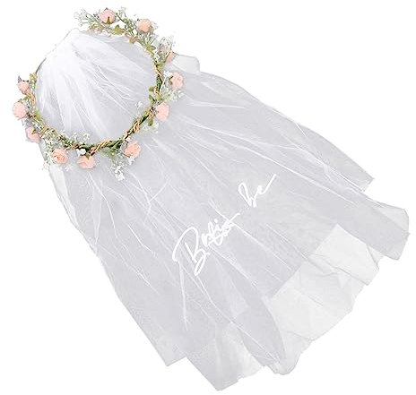 SAFIGLE Schleiergirlande mit Brautblumenkrone - Stylish Blumenkrone mit Schleier für Braut - Versatile Stirnband für Fotografie und Requisiten - Perfekt für Mädchen und Braut - Ideal für Hochzeiten un
