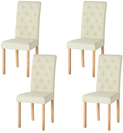 Chaise Beige de Cuisine Lot de 4 Chaises Salle Manger Bois, Chaise Salle a Manger Lin Beige Lot de 4 Chaisse pour Le Salon/Restaurant/Café/Bureau, 98 CM de Haut, Bois Jambe épaisse de 3 CM