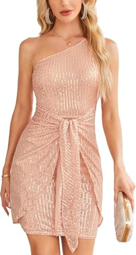 GRACE KARIN Robe à paillettes pour femme - Sans manches - Robe crayon - Robe crayon - Robe de cocktail rockabilly - Mini robe, Or rose, M