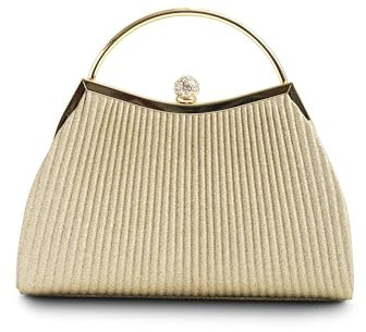 Michelle Moon Damen Klein Elegant mit Glitzer | Goldene Clutch für Hochzeit, Party und besondere Anlässe | Handtasche Gold Damen mit abnehmbarer Schulterkette