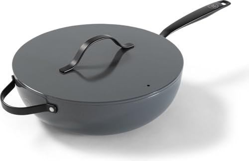 Be Living Essential Wokpfanne mit Deckel Ø 30 cm, Non Stick Keramik Antihaft, Induktion, Geeignet für alle Herdarten, Ohne ptfe und pfoa, Grau