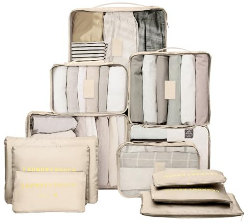 12 Teilige Packing Cubes, Koffer Organizer Travel Accessories Kofferorganizer Set Kleidertaschen Packwürfel Kosmetik Travel Organizer Packtaschen für Koffer