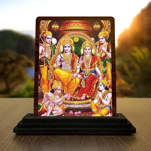 Indianstore4Everyone ram darbar ram ji ki murti ram god Idol, Murti, Statue, Showpiece, Figurine (Size 4x5 Inches) CAR DASHBOARD