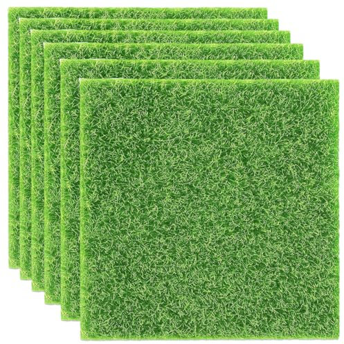 IKOPFLN 6 Pcs Herbe De Mousse Miniature Gazon Artificiel De Jardin Gazon Artificiel Réaliste Jardin De Pelouse Miniature pour Micro Paysage Miniature Décoration Déco Pelouse Artificielle 15 x 15 Cm