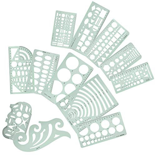 Drawing Tools, Drawing Stencils Geometric Drawing Template Multi Function Measuring Ruler 12pcs Ruler Set Curve Shaped Grading Rulers for Sewing Pattern Designs Drawing Template