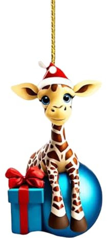 Weihnachten Deko Weihnachtsbaum Mit Beleuchtung Witzige Weihnachtskugeln Weihnachten hängen Cartoon Giraffe Muster Weihnachtsbaum hängen Auto hängen Festliche Heimdekorationen Flache doppelseitige