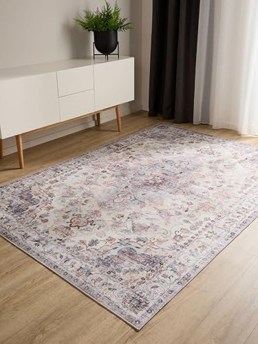 benuta Basic Waschbarer Teppich George - Multicolor 140x200 cm - Kunstfaser - Rechteckig & im Style: Vintage, Elegant, Retro - Pflegeleicht für Wohnzimmer Schlafzimmer