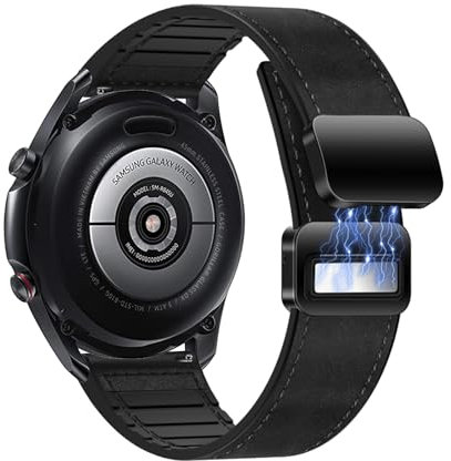 Magnetisch Armband Kompatibel mit Samsung Galaxy Watch 3 41mm Uhrenarmband, Leder+Weiches Silikon Ersatzarmband Sport Langlebige Lederarmband für Samsung Watch 3 41mm Armbänder für Damen Herren (10)