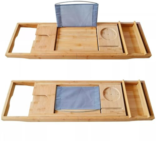 Bandeja de baño de bambú, bandeja de bathtub, bandeja de baño expandible, puede contener copas de vino, teléfonos móviles, tabletas y otros artículos. Es adecuado para el baño.