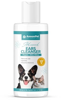AnnonPet® Advanced Ear Cleanser – Ohrenreinigung für Hunde und Katzen | Vom Tierarzt empfohlen | Sanfte Reinigung, Feuchtigkeitsspendend und Schutz gegen Milben und Reizungen | Natürliche und sichere