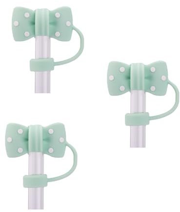 3pcs Bouchon de Paille pour Stanley, en Silicone 10 mm Couvercles de Paille Mignons en Forme de Noud Accessoires de Décoration de Tasse pour Gobelets de 14oz 20oz 30oz 40oz (Vert)