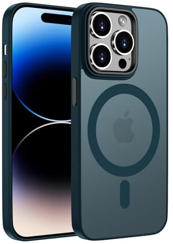 ORDA Hülle für iPhone 14 Pro Kompatibel mit MagSafe,Magnetisch für iPhone 14 Pro Case Durchscheinende Matt Handyhülle Rückseite Cover Stoßfest Schutzhülle Dunkel Blau