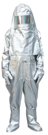 MEFOOGE Feuerbeständiger Anzug Wärmestrahlung 1000 Grad Hitzebeständiger Aluminisierter Anzug Feuerfeste Kleidung(XXL)