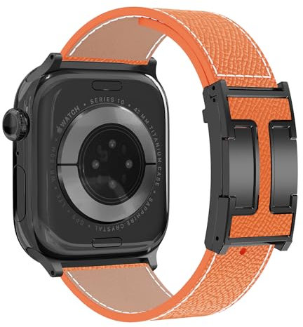 Magnetisches Lederarmband kompatibel mit Apple Watch Ultra Strap 49 46 45 44 42 41 40 38 mm, Designer-Ersatzarmband für Männer und Frauen, iWatch Ultra 2/Ultra/SE/Serie 10/9/8/7/6/5/4/3 /2/48